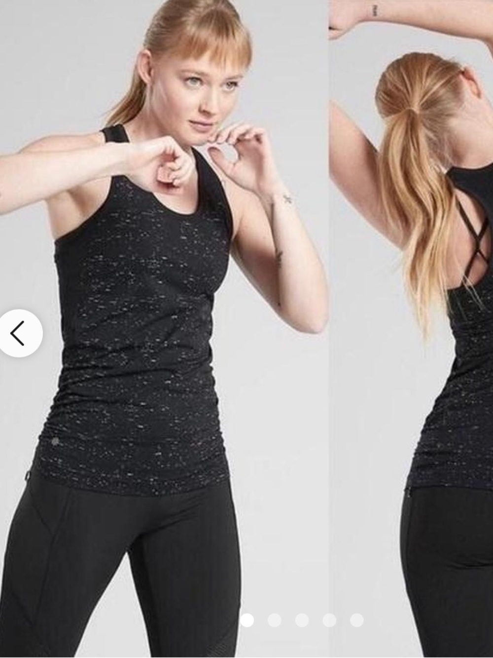 Athleta Black Speckled Racerback Tank with Strappy Back